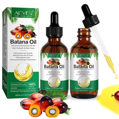 Batana Oil for Hair Growth, (2pcs)100 Pure Nature Organics Batana Oil from Honduras, Moisturizes Hair Scalp, Reduces Hair Loss, Prevents Breakage Split Ends, Hair Oil for All Hair Types 60ml