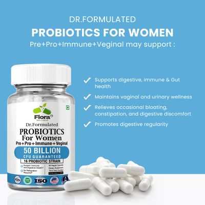 Probiotics for Women - 50 Billion CFU, 16 Strains, Organic Prebiotics Probiotics for Women (Eurofins Lab Tested) - Digestive, Vaginal, Immune Urinary Health - 2 Months Supply - 60 Capsules