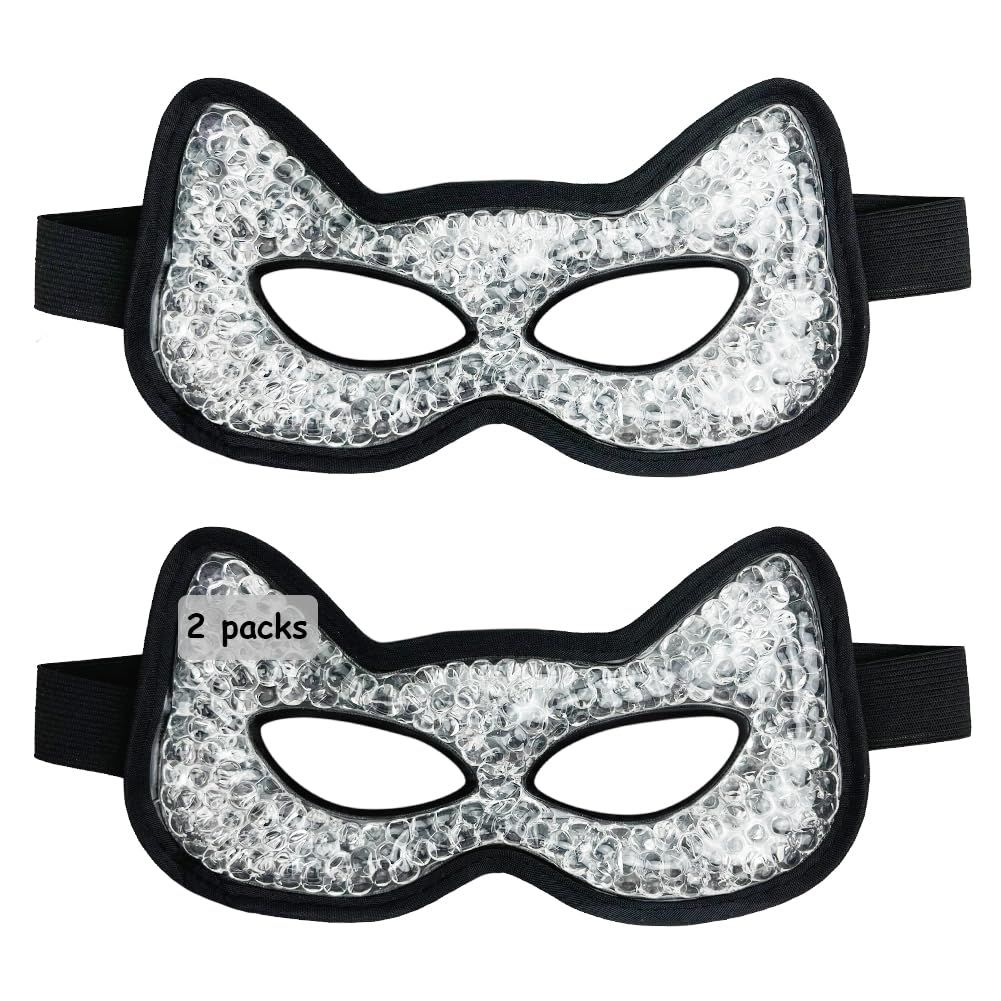 CONBELLA Cooling Eye Mask, Gel Eye Mask Hot Cold Use, Cold Eye Mask for Puffy Eyes, Dry Eyes, Headaches, Migraines, Sinus, Dark Circles (2 blue)