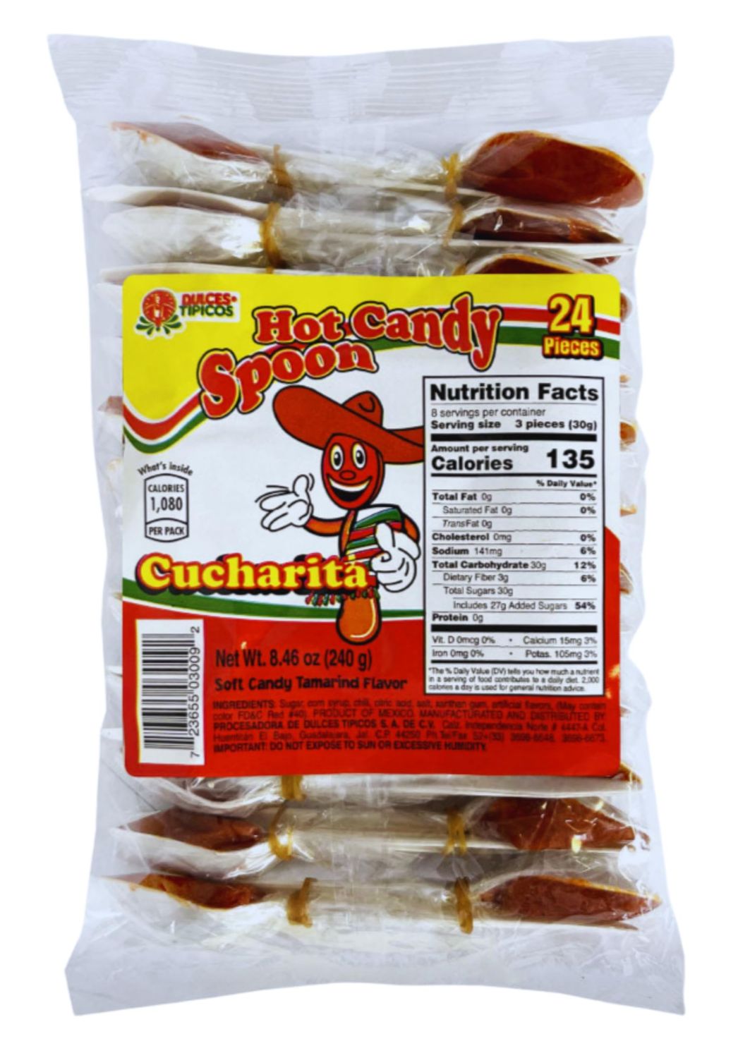 Cucharita Tamarindo Spoon Candy (24 Count) - Dulces Tpicos Brand - Hot Candy Tamarind Spoon - Mexican Candy: