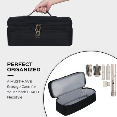 WINZEDGE Double-Layer Travel Carrying Case for Revlon One-Step Hair Dryer and Volumizer Hot Air Brush, Portable Storage Organizer Bag Compatible with Shark FlexStyleDyson Airwrap Styler (Black)
