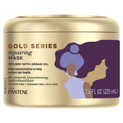 Gold Series, Repairing Mask Hair Treatment, Butter Crme Hair Treatment, with Argan Oil, from Pantene Pro-V, for Natural and Curly Textured Hair, 7.6 fl oz (Packaging May Vary)