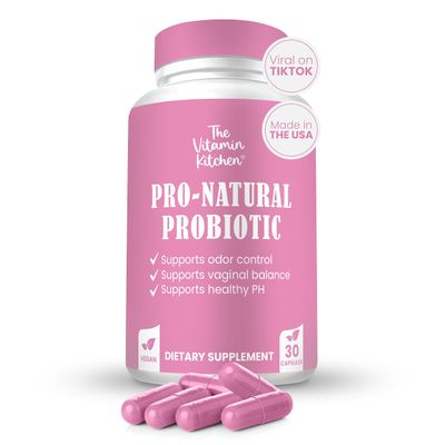 The Vitamin Kitchen Vaginal Probiotics for Women- 5 Billion CFU Probiotic for pH Balance- Promote Healthy Vaginal Odor Vaginal Flora- Non-GMO, Women&#39;s Vaginal Health Supplement (30 Servings)