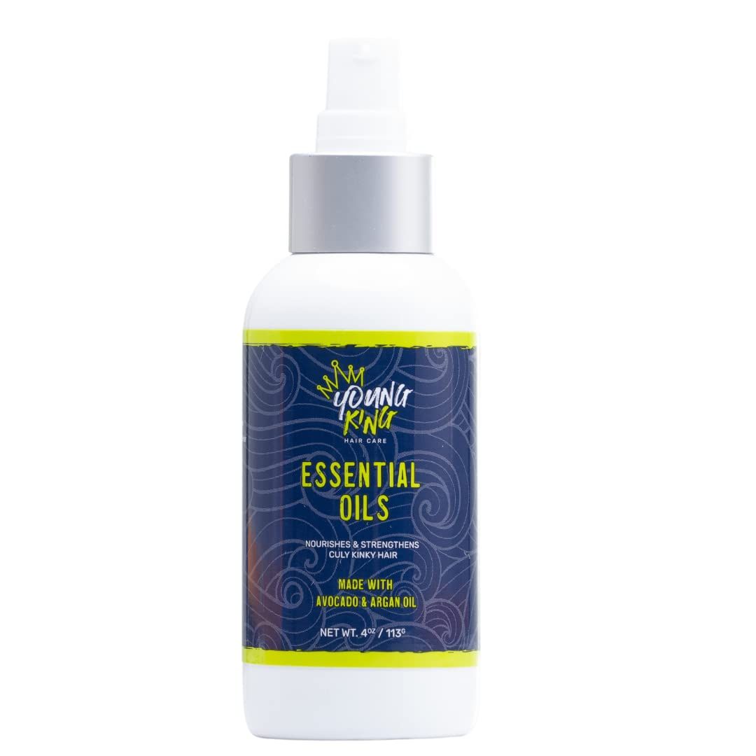 YOUNG KING HAIR CARE Kids Essential Oils For Boys Nourish and Strengthen Natural Curls Plant-Based and Harm-Free 4 oz