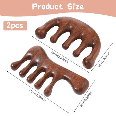 YUXIANLB Wooden Scalp Massager, 2Pcs Sandalwood Wide Tooth Loc Combs, Wood Scalp Massager Comb for Hair Growth, Head Meridians Massagers Comb Tool for Women Men Hairs Growth Hair Care