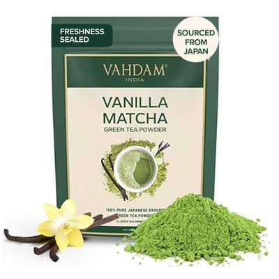 VAHDAM, Vanilla Matcha Green Tea Powder - 1.76oz Pure Madagascar Vanilla Premium Authentic Japanese Matcha Hot or Iced - Vegan Gluten-Free Matcha Powder