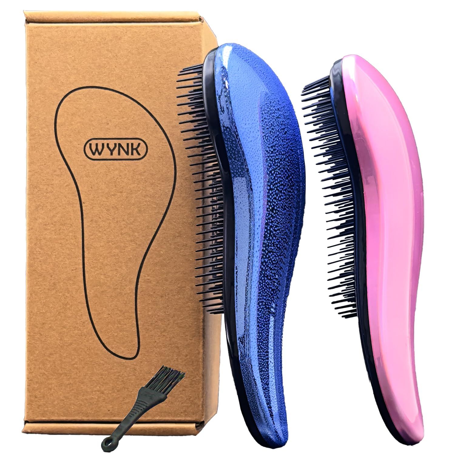 WYNK Hair Brush Detangler for Adults KidsDetangling Comb Hair Styling Tools Appliances for NaturalWavyCurlyCoilyWetDryOilThickStraightLong Hair(2Pack Blue Drops Gradient Shell)