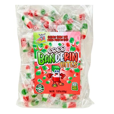 Mexican Coconut Candy 1 Pound Fiesta Pack - 100 Pieces of Authentic Dulce De Coco Banderitas Pinatera for a Sweet and Colorful Experience