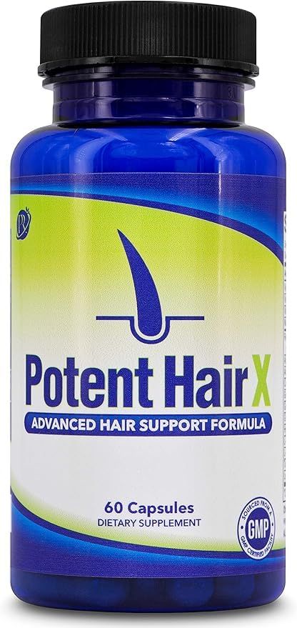 Potent Hair X: DHT Blocker, Natural Hair Growth Vitamins, Stops Hair Loss, Repairs Follicles and Promotes Hair Regrowth in Men and Women, All Hair Types, 30 Day Supply