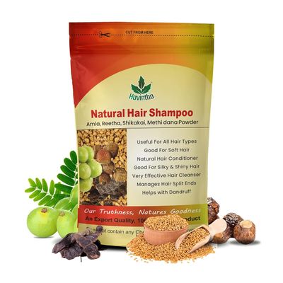 Havintha Natural Hair Shampoo with Amla, Reetha, Shikakai and Methi dana Powder for hair wash - 8 ounce 0.5 pound 227 grams (Pack of 1)