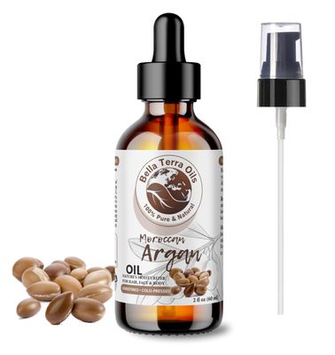 Bella Terra Oils - Argan Oil 2oz - Nature&#39;s Hair Oil for Frizzy Hair, Packed with Vitamin E Omega Fats, Best Serum for Radiant Skin
