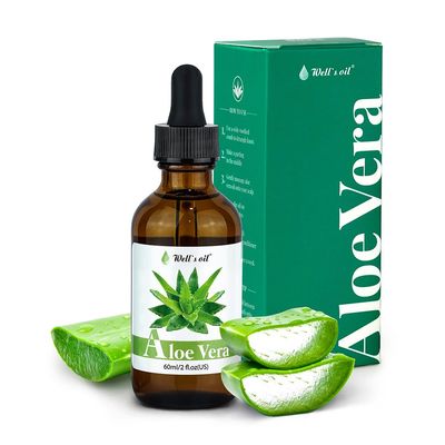 Well&#39;s Oil Aloe Vera Oil - Hydrating, Strengthening Nourishing Hair Growth Sunburn Relief All Natural For Skin and Hair Care (2 Fl Oz 60 ml)