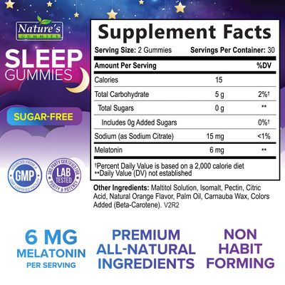 Sleep Gummies for Adults 6mg - Sugar Free Extra Strength Melatonin Gummy, Natural Sleeping Gummy for Adults, Kids, Orange Flavored, Vegan, Non-GMO, Sleep Vitamin Support Supplement - 60 Gummies