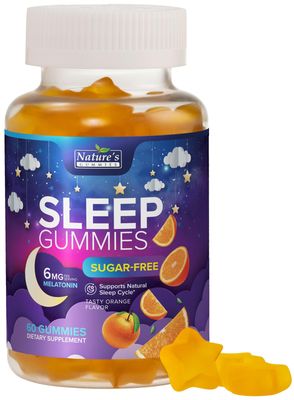 Sleep Gummies for Adults 6mg - Sugar Free Extra Strength Melatonin Gummy, Natural Sleeping Gummy for Adults, Kids, Orange Flavored, Vegan, Non-GMO, Sleep Vitamin Support Supplement - 60 Gummies