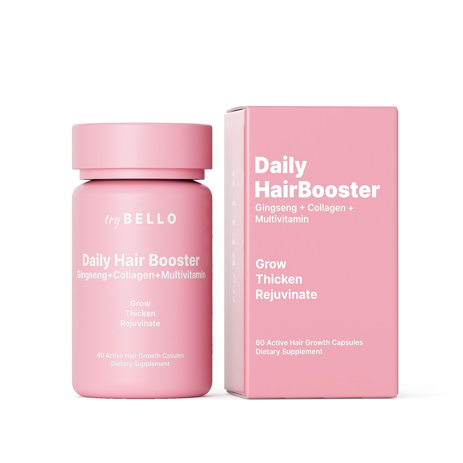 TryBello Daily Hair Booster Capsule - Hair Vitamins for Hair Loss for Women with Biotin Collagen - Multivitamin for Women, All-Natural Hair Growth Support, Thicker, Fuller Hair Formula - 30 Servings