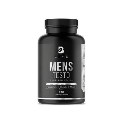Testosterone Booster for Men 240 Caps - 80 Days Stamina, Endurance, Muscle Growth Strength Made in USA by B Life.