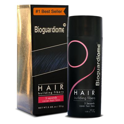 Bioguardiome Hair Building Fiber Bottel - Powder Based Fibers Natural Hair Thickening Fibre For Thin Hair Men, Women - Hair Loss Concealing Fillers For Instant Thickening 25 G Pack Of 1 Black