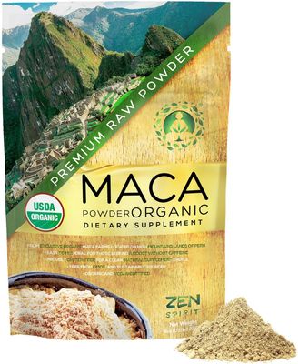 Zen Spirit Maca Root Powder Organic - Peruvian Root Premium Grade Superfood (Raw) - USDA Vegan Certified - 1 Bag (8oz) - Perfect for Breakfast, Smoothies, Baking Ice Cream.