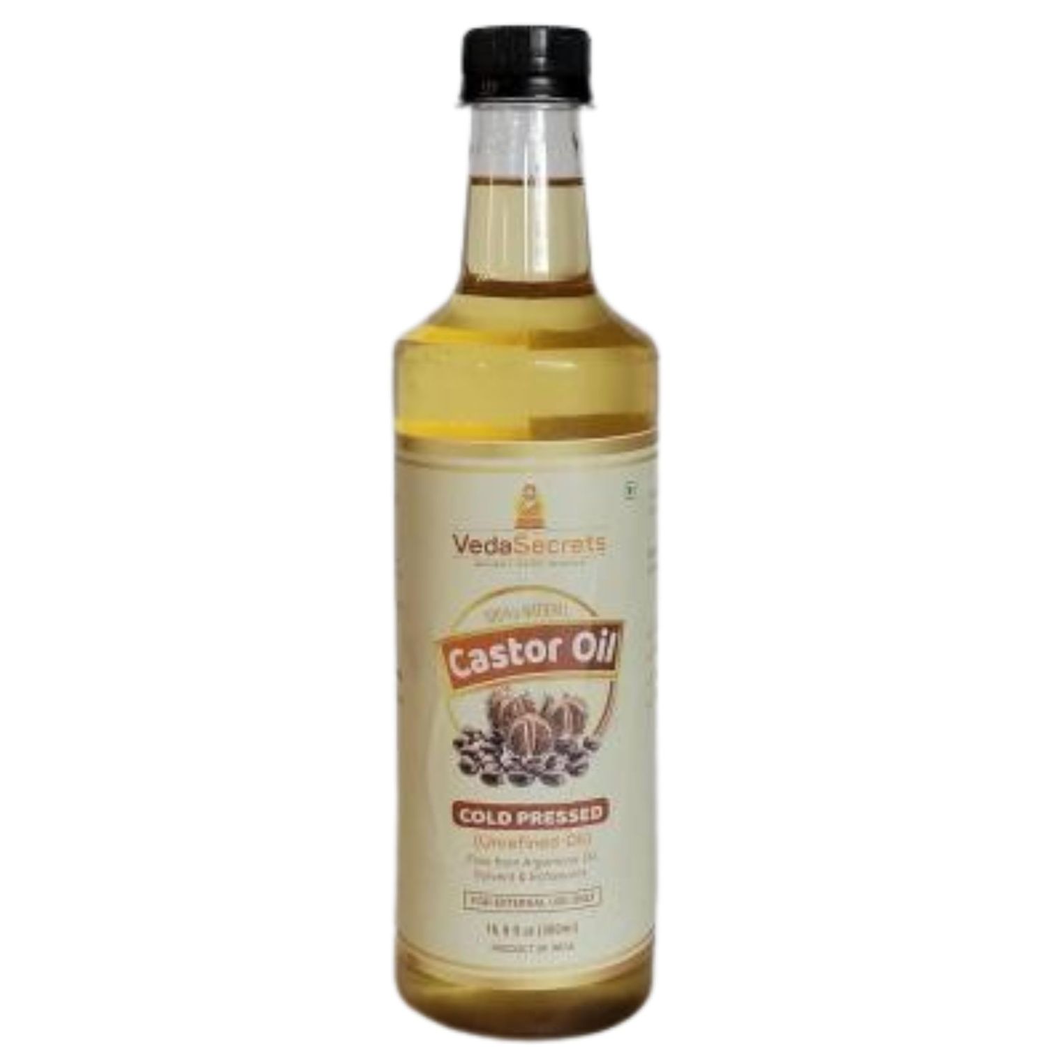 VedaSecrets Cold Pressed Castor Oil - 16fl oz - Unrefined - 100 Pure Castor Oil for Hair Growth, Thicker Eyelashes Eyebrows, Dry Skin, Healing, Hair Care, Joint and Muscle Pain