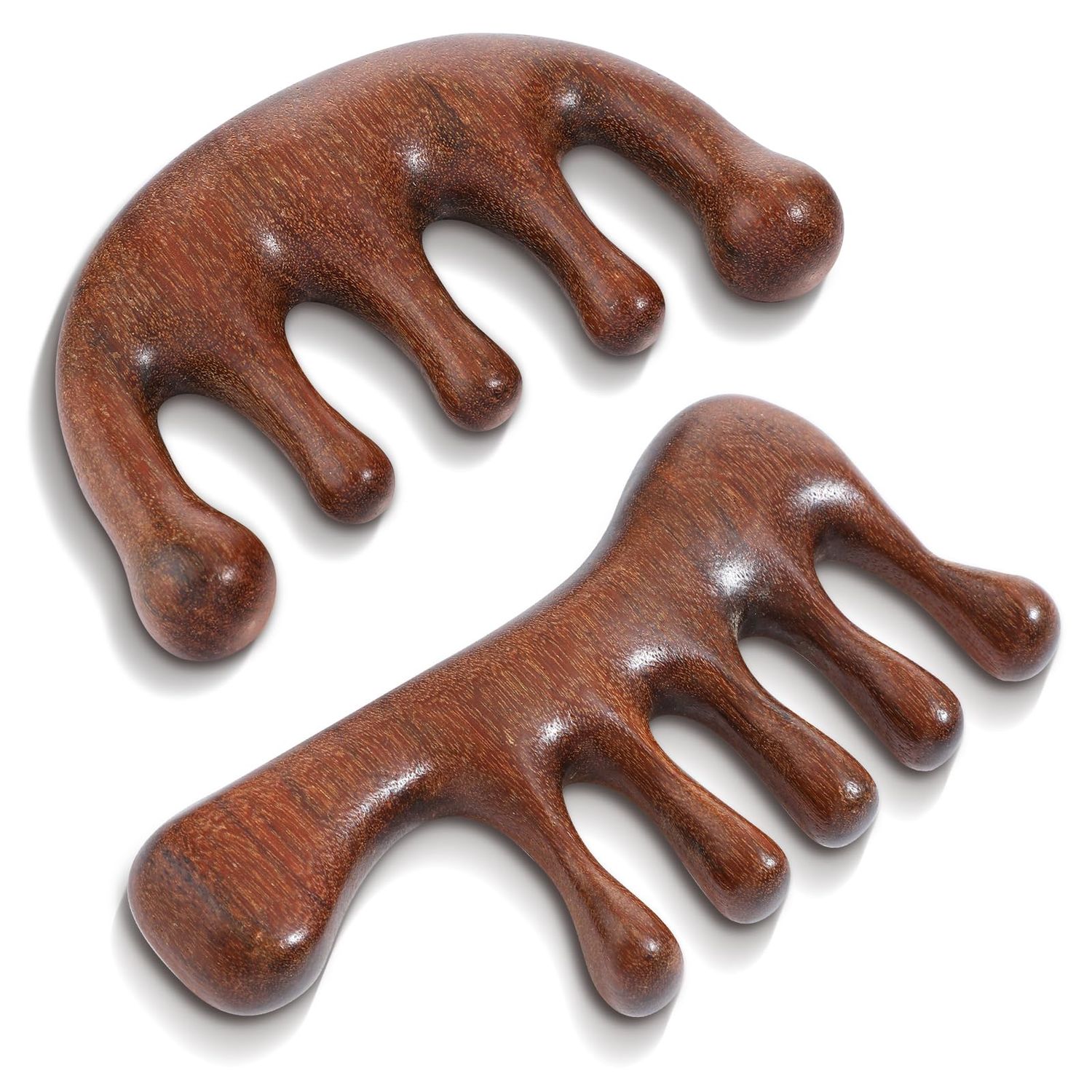 YUXIANLB Wooden Scalp Massager, 2Pcs Sandalwood Wide Tooth Loc Combs, Wood Scalp Massager Comb for Hair Growth, Head Meridians Massagers Comb Tool for Women Men Hairs Growth Hair Care