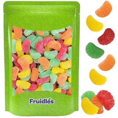 Fruidles Assorted Fruit Gummi Slices Candy, Delicious Sugar Coated Fruit Flavors Gummies (Half-Pound)