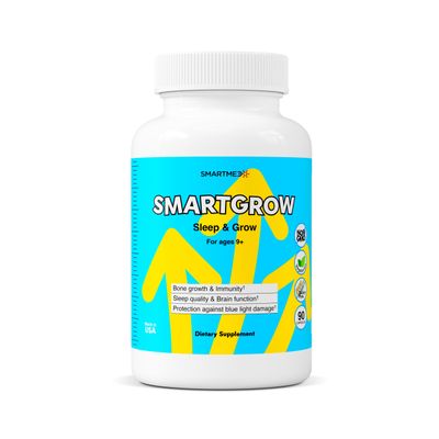 SMARTGROW 5-in-1 Premium Maximum Height Growth for Kids Teenagers - Calcium, Vitamin D3, Amino Acids - Sleep Aid, Immunity Support, Brain Health, Bone Strength, Eye Protection 90 Capsules