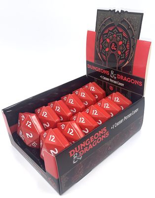 Boston America Dungeon and Dragons DD DND D20 1 Potion Sour Candy Collectible Tin - Twelve (12) Tins with Store Display - Sour Cherry Flavor