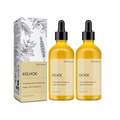 Axnzp 2 Pcs Veganic Hair Growth Oil, EELHOE Natural Organic Rosemary Oil for Dry Damaged and Thin Hair.