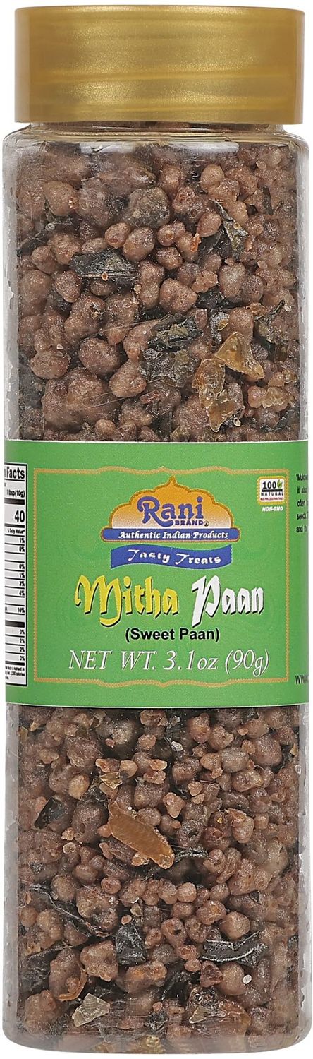 Rani Mitha Paan (Sweet Paan) 3.1oz (90g) PET Jar Indian After Meal Digestive Treat Vegan Gluten Friendly NON-GMO Indian Origin