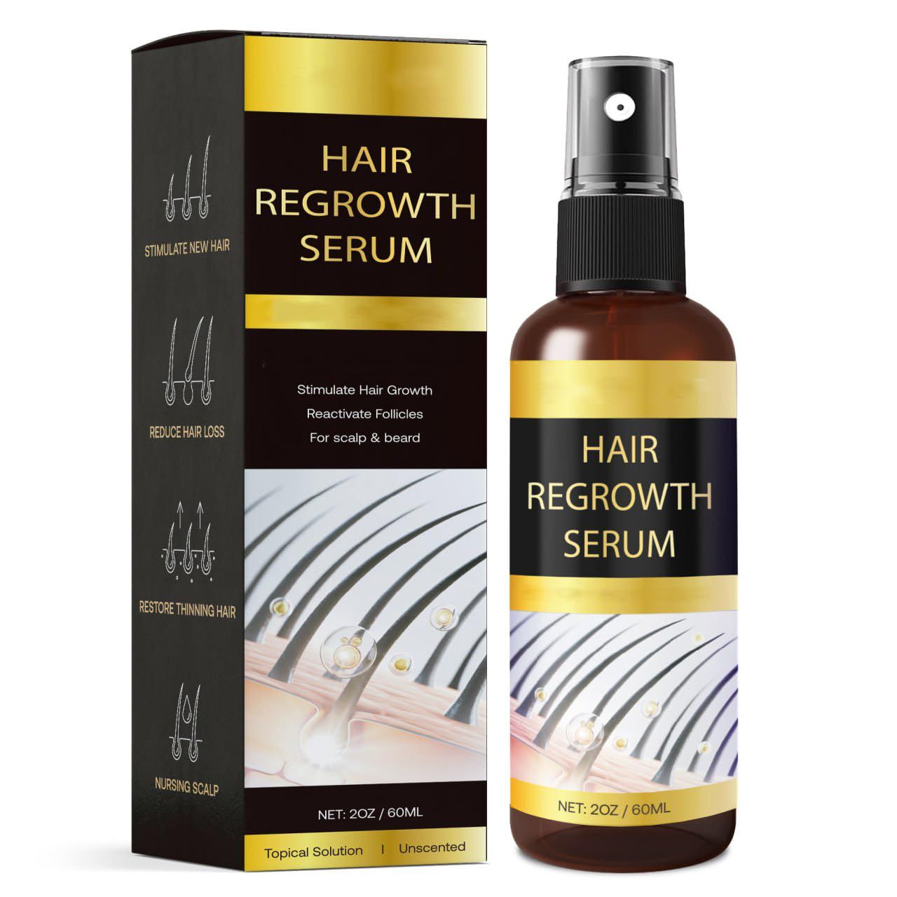 Hair Growth Oil Spray: Hair Growth Serum Spray with Rosemary Biotin for Hair Loss and Thinning-Hair Regrowth Thickening for Women Men 2 Fl Oz