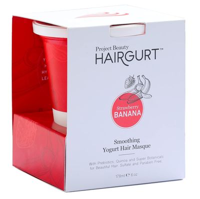 Hairgurt Strawberry Banana Smoothing Yogurt Hair Mask - Frizz Control for Color-Treated Hair - Natural, Sulfate-Free, 6 oz