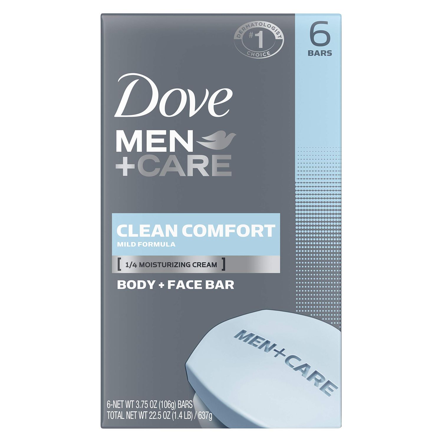 Dove MenCare Body Soap and Face Bar to Hydrate Skin Clean Comfort More Moisturizing Than Bar Soap 3.75 oz 6 Bars