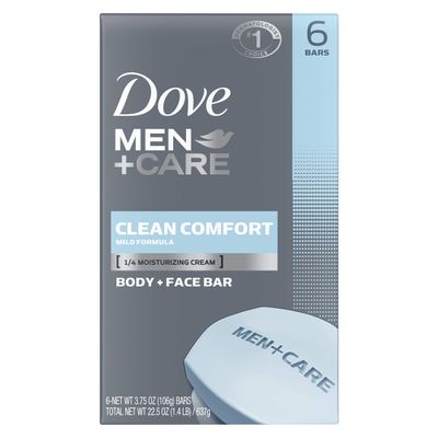 Dove MenCare Body Soap and Face Bar to Hydrate Skin Clean Comfort More Moisturizing Than Bar Soap 3.75 oz 6 Bars