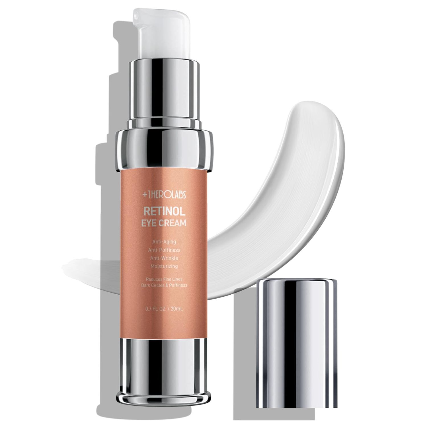 1HEROLABS Retinol Eye Cream for Dark Circles and Puffiness, Anti Aging Under Eye Cream with Hyaluronic Acid, Retinol Collagen to Fight Fine Lines, Wrinkles Dark Spots