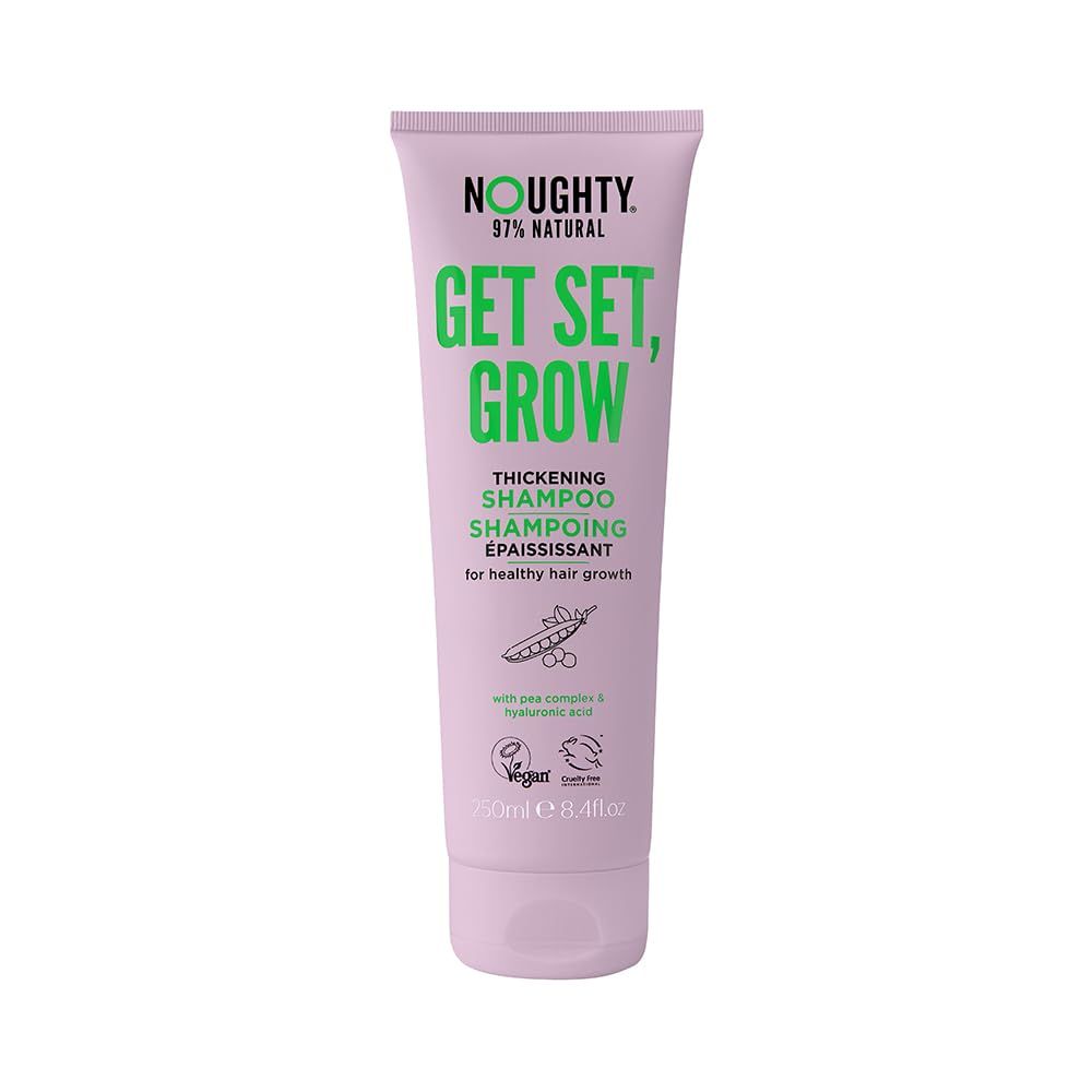 Noughty Get Set, Grow Hair Growth Shampoo Vegan Thickening Regrowth Repair Volumizing Hair Products No Sulfates No Parabens with Pea and Coffee Extract, 250 ml, 8.4 fl oz