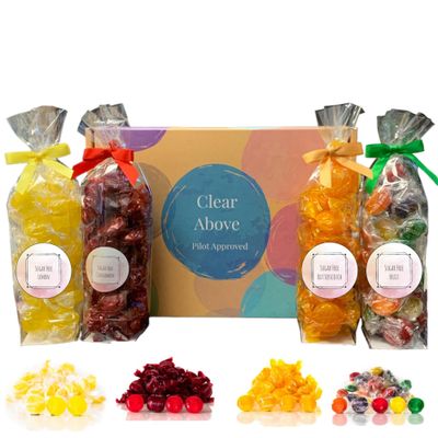 Sugar Free Candy Variety Gift Box - Sugar Free Hard Candy Bulk Candy Individually Wrapped 4 Assorted Flavor Bags
