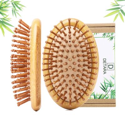 2pcs Bamboo Brush for Hair Growth No Handle Design Bamboo Hairbrush Natural Scalp Brush Mini Anti-Static Air Cushion Massage Comb for Women Men Kids