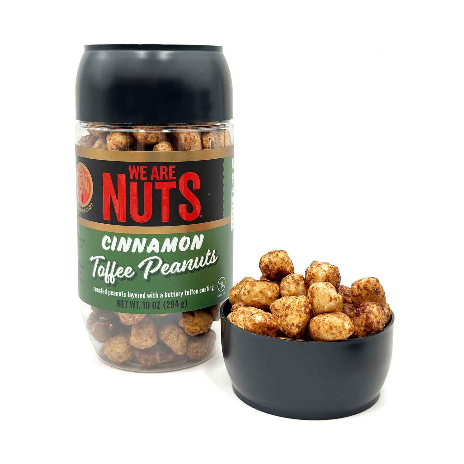 We Are Nuts Toffee Coated Nuts - Cinnamon Toffee Peanuts - 1-Pack On The Go Jar (10 oz.)
