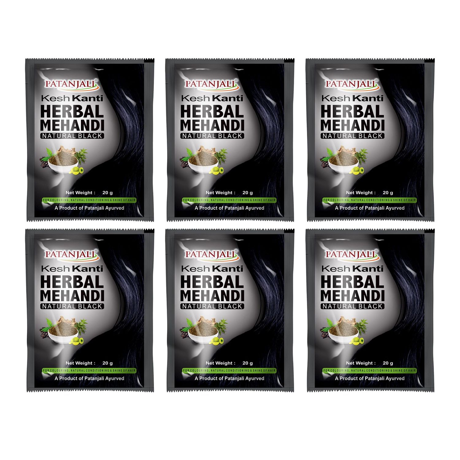 Patanjali Kesh Kanti Herbal Mehandi Natural Black - Pack Of 6