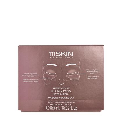 111SKIN Rose Gold Illuminating Eye Mask, Brightening Hydrating Under Eye Patches for Dull, Dry Skin with Rose Extract, Colloidal Gold Vitamin C, Improves the Appearance of Dark Circles, 8 Pairs