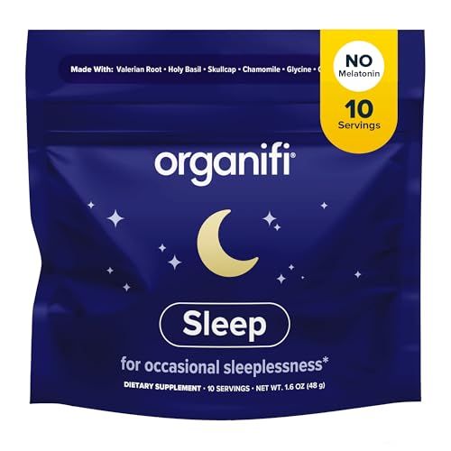 Organifi Sleep - Sleep Support with Valerian Root, Lavender, GABA and L-theanine - No Melatonin - Calming and Relaxing Nighttime Drink - No Gluten, Dairy or Soy