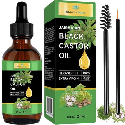 Nature&#39;s Magic Jamaican Black Castor Oil for Hair Growth, Cold Pressed Unrefined Oil for Body Face Skin Eyebrows, Nails Eyelashes, Nourish the Scalp, Stimulate Growth