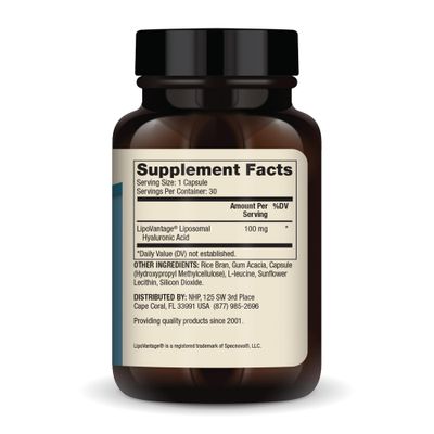 Dr. Mercola Liposomal Hyaluronic Acid, 30 Servings (30 Capsules), 100 mg Per Capsule, Dietary Supplement, Promotes Skin Appearance, Non-GMO