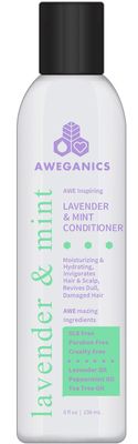 AWEGANICS Lavender Mint Hair Conditioner - Inspiring Natural Aromatherapy Invigorating Purple for Hydrating, Cleansing, Moisturizing, SLS, Paraben, Cruelty-Free - Color Safe