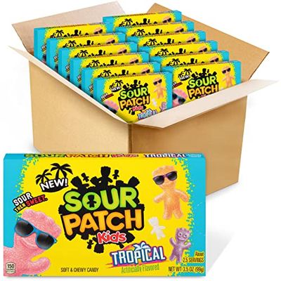 SOUR PATCH KIDS Tropical Soft Chewy Candy, Bulk Candy, 12 - 3.5 oz Boxes
