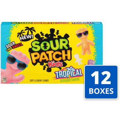 SOUR PATCH KIDS Tropical Soft Chewy Candy, Bulk Candy, 12 - 3.5 oz Boxes