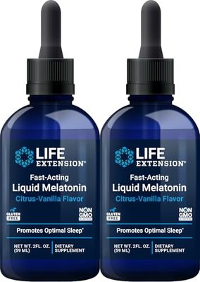Life Extension Fast-Acting Liquid Melatonin (Citrus-Vanilla), 2 Fluid Ounces (Pack of 2)