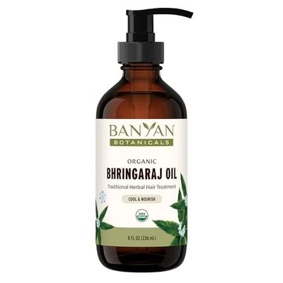 Banyan Botanicals Organic Bhringaraj Oil - Supports Healthy Hair Growth - Oil Made with Traditional Methods - 8 oz. - Non-GMO Sustainably Sourced Ayurvedic Hair Oil