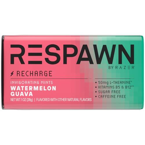 RESPAWN by Razer RECHARGE Watermelon Guava Mints. Sugar Free, 1 oz Packs (Pack of 8)