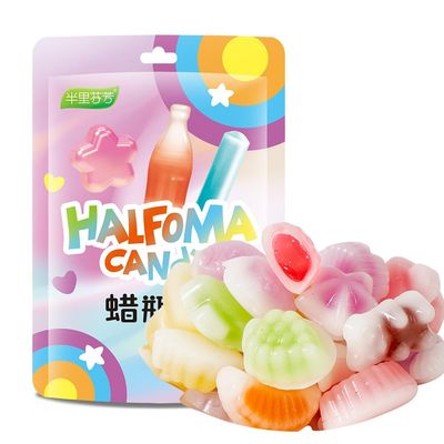 Halfoma Wax Candy with Syrup in the middle,Assorted Fruit Flavors,Various styles,Suitable for Chewing to Relieve Stress, Playing Games, and Various Gatherings,64 Candies,120g